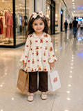 Full Bazoo Frock with Band & Brown Trouser in Winter Cotton