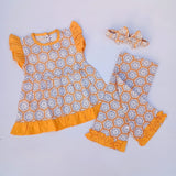 Summer Soft Cotton Frock with Band & Trouser - Front Frill