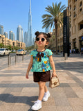 Shirt and Short with Band in Greeen Color With Black Short