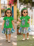 Shirt and Skirt with Band in Green Color