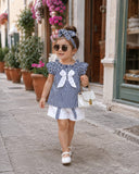 Top With Short and Same Band in Lining Print