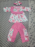 Full Bazoo Frock with Band & Pink Frill Trouser in Winter Cotton