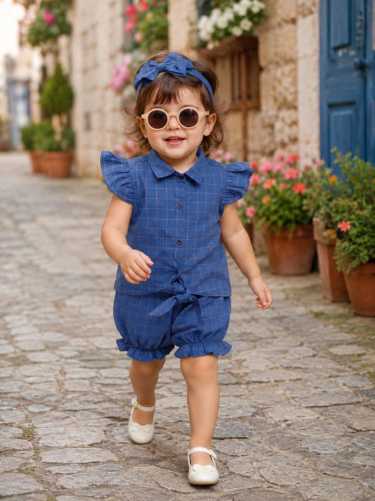 Shirt & Shorts With band in Check Print