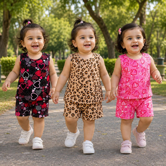 Pack of 3 Baby Girl Designs Sando Pair's ( Random Design )