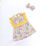 Summer Soft Cotton Frock with Shorts & Band - Yellow Frill