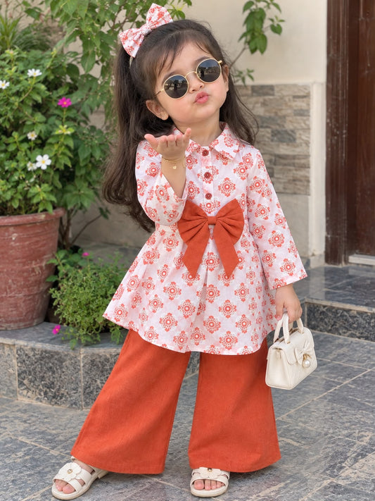 Full Bazoo Frock with Band & Maroon Trouser