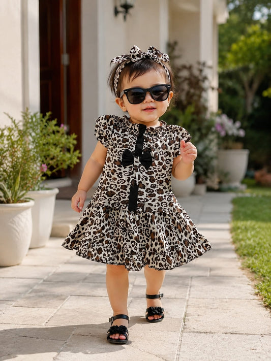 Black Cheetah Print Top & Skirt With band