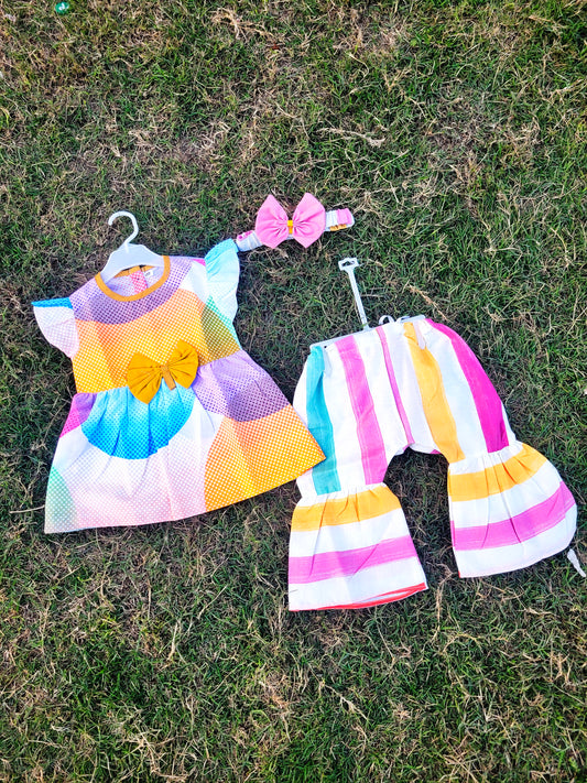 Frock with Band & Shorts Multi Colors