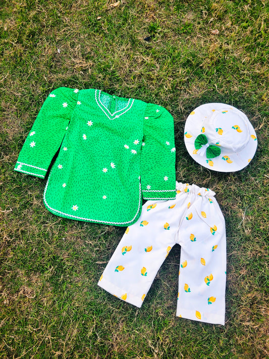 Full Bazo Frock with Cap & Trouser