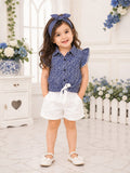 Shirt & Shorts With band in Polka Dot Print