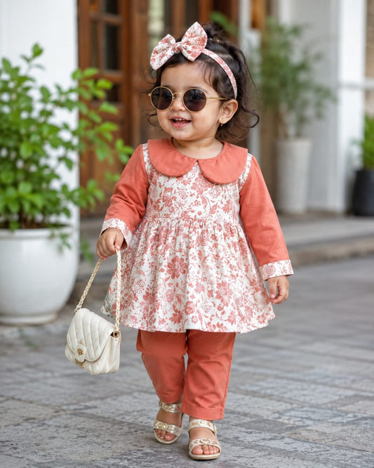 Full Bazoo Frock collar Design with Band & Trouser