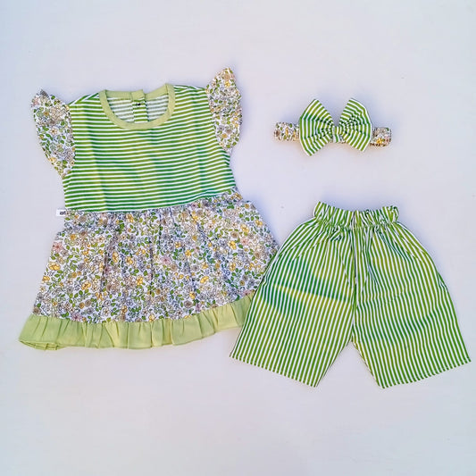 Frock with Band & Short with Green Frill