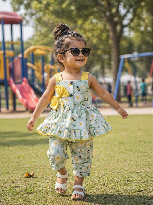Frock with Band & Shorts In lilies print