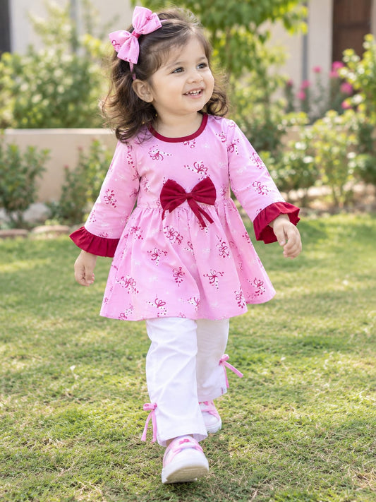 Full Bazoo Frock Bazo Frill with Band & Trouser in Winter Cotton