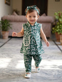 Frock With Trouser and Same Band in Pocket Frill Design Lilies Print