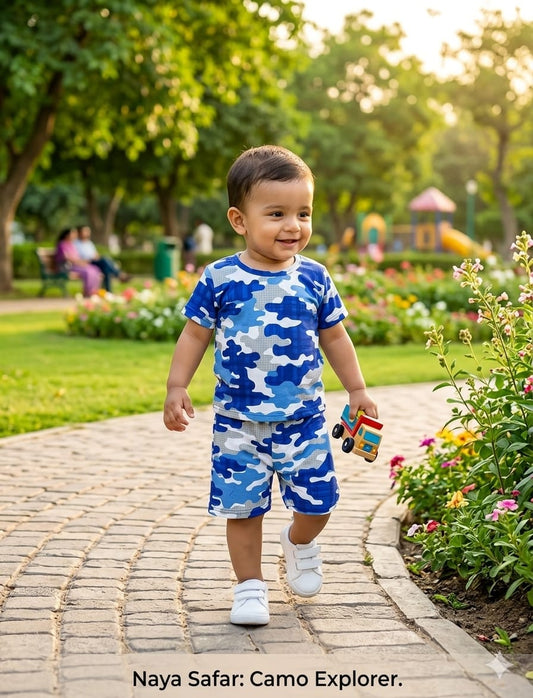 Nicker Shirt in Jersey Stuff -  Half Bazoo in  Blue Color commando print