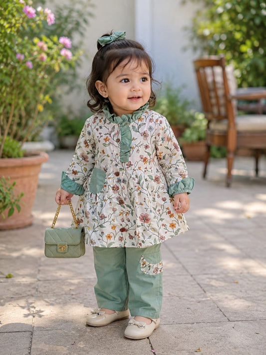 Full Bazoo Frock with Band & Green Trouser