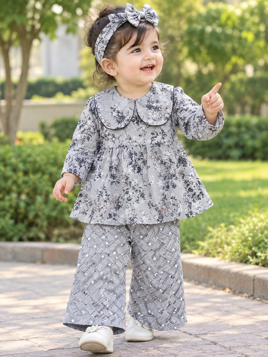 Full Bazoo Frock with Trouser & Band  in Collar Design ( Winter Cotton )
