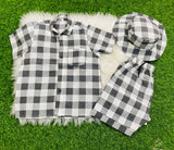 Nicker Shirt & Cap in Cotton Stuff -  Half Bazoo Grey Check