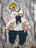Frock with Trouser & Band In Green