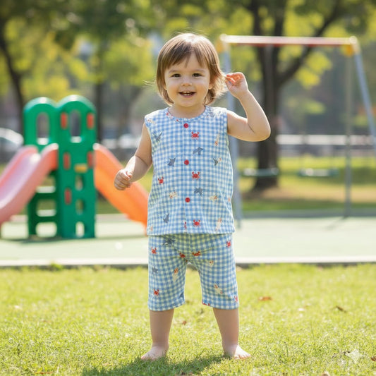Nicker Shirt in Jersey Stuff - Green Check Front Button