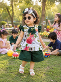 Frock with Band  & Shorts In lilies print