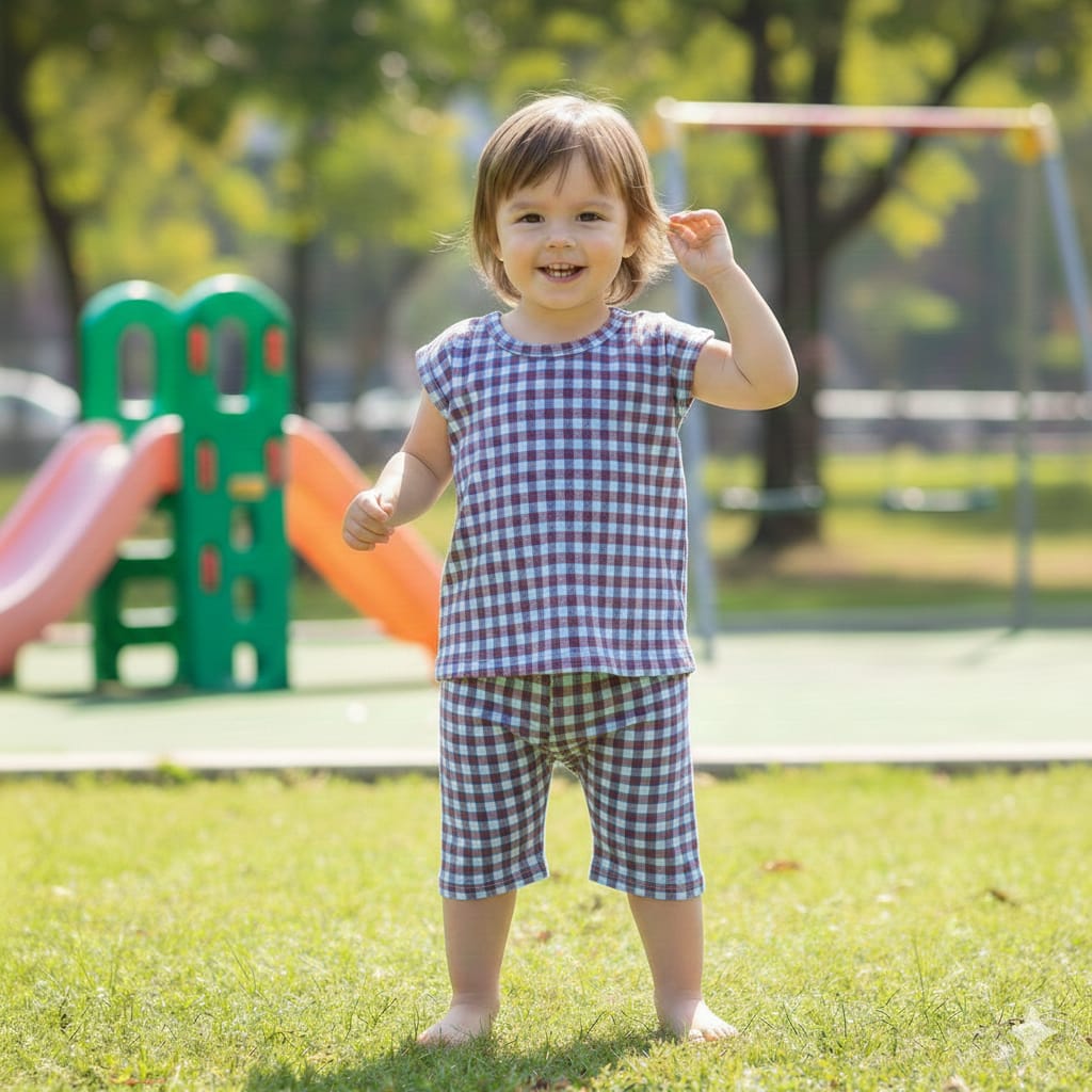 Nicker Shirt in Jersey Stuff - Blue Check