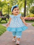 Frock With Short and Same Band in Elefant Print