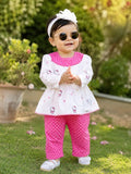 Full Bazoo Frock with Band & Pink Trouser in Winter Cotton