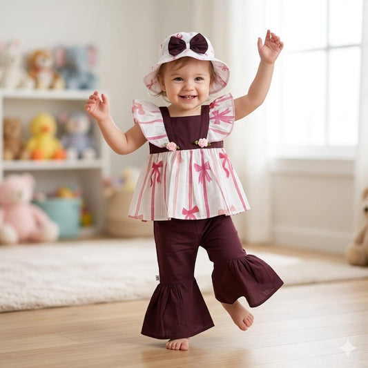 Cap with Frock & Maroon Trouser