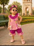 Frock with band & shorts with Pink wing  colar