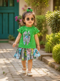 Shirt and Skirt with Band in Green Color