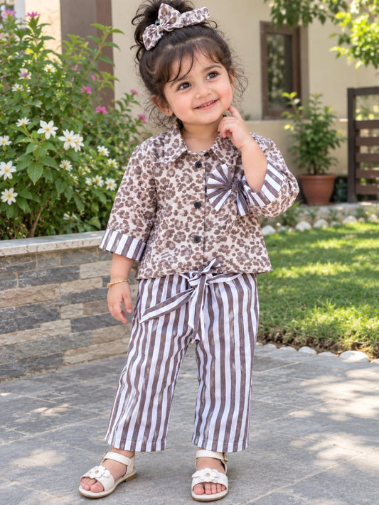 Full Bazoo Frock with Band & Lining Trouser in Winter Cotton
