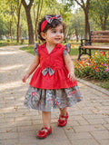 Shirt and Skirt with Band in Red Color