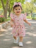 Jumpsuit / Slim Body Fit Suit  With Band in Blended Stuff Honey Bee print
