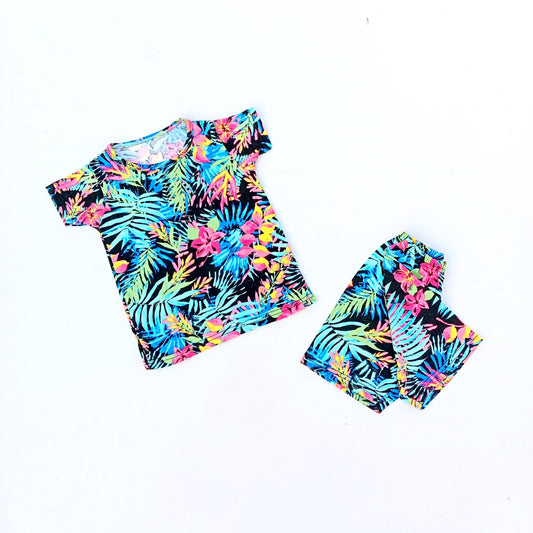 Nicker Shirt in Jersey Stuff Half Bazoo In Blue Multi Flowers