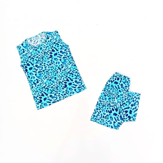 Nicker Shirt in Jersey Stuff - Blue Cheeta Print