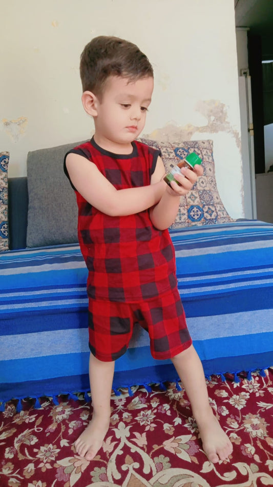Nicker Shirt in Jersey Stuff in Red Check