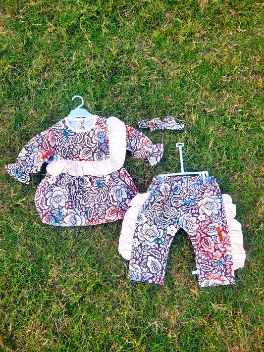 Frock with Band & Shorts in Pink Frill