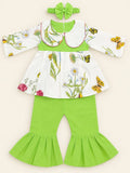 Full Bazoo Frock with Band & Green Palazzo in Winter Cotton