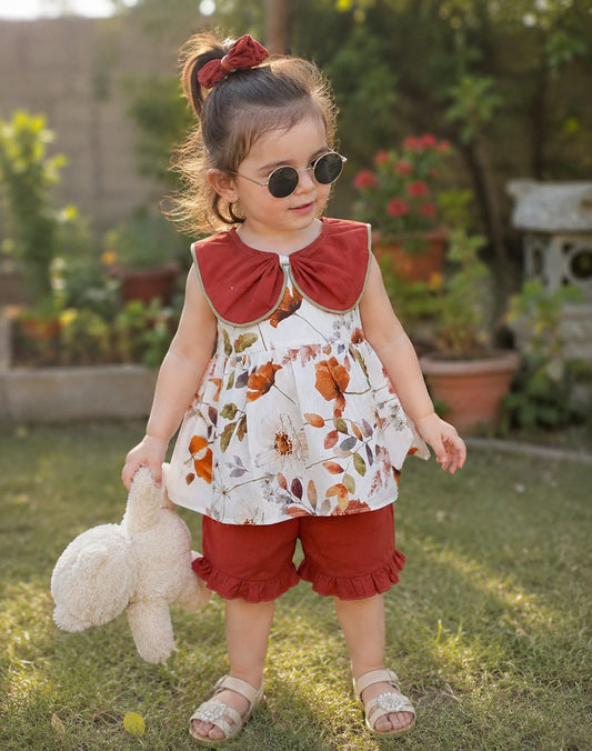 Frock With Short and Same Band in Collar Design