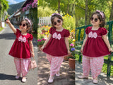 Frock With Trouser and Same Band in Cheeta Print