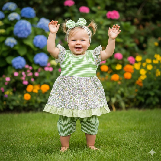 Frock with Band  & Short with Green Frill