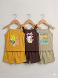 Pack of 3 Top Tank With Shorts ( random colors )