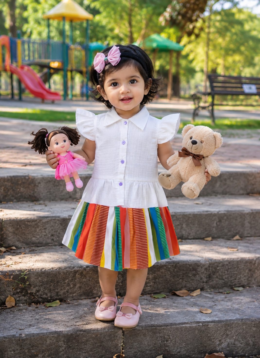 Top and Skirt with Band in  White Color With Lining Skirt