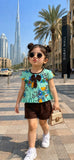 Shirt and Short with Band in  Greeen Color With Black Short