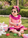 Frock with band & shorts with Pink wing  colar