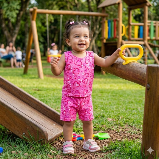 Nicker Shirt in Jersey Stuff Sando Style  -Pink Star