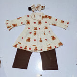 Full Bazoo Frock with Band & Brown Trouser in Winter Cotton