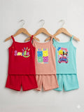 Pack of 3 Top Tank With Shorts ( random colors )